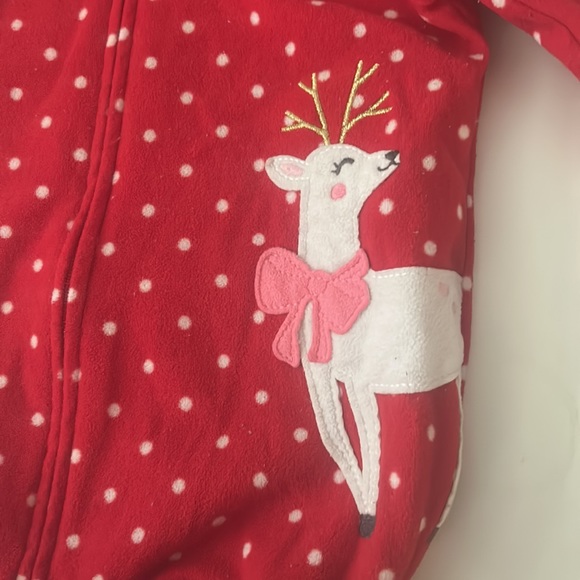 Carters girls Christmas holiday zippered footie pajamas size 12 months - Picture 2 of 5